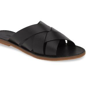MADEWELL Boardwalk Woven Slide Sandal | Black Leather | Sz 7